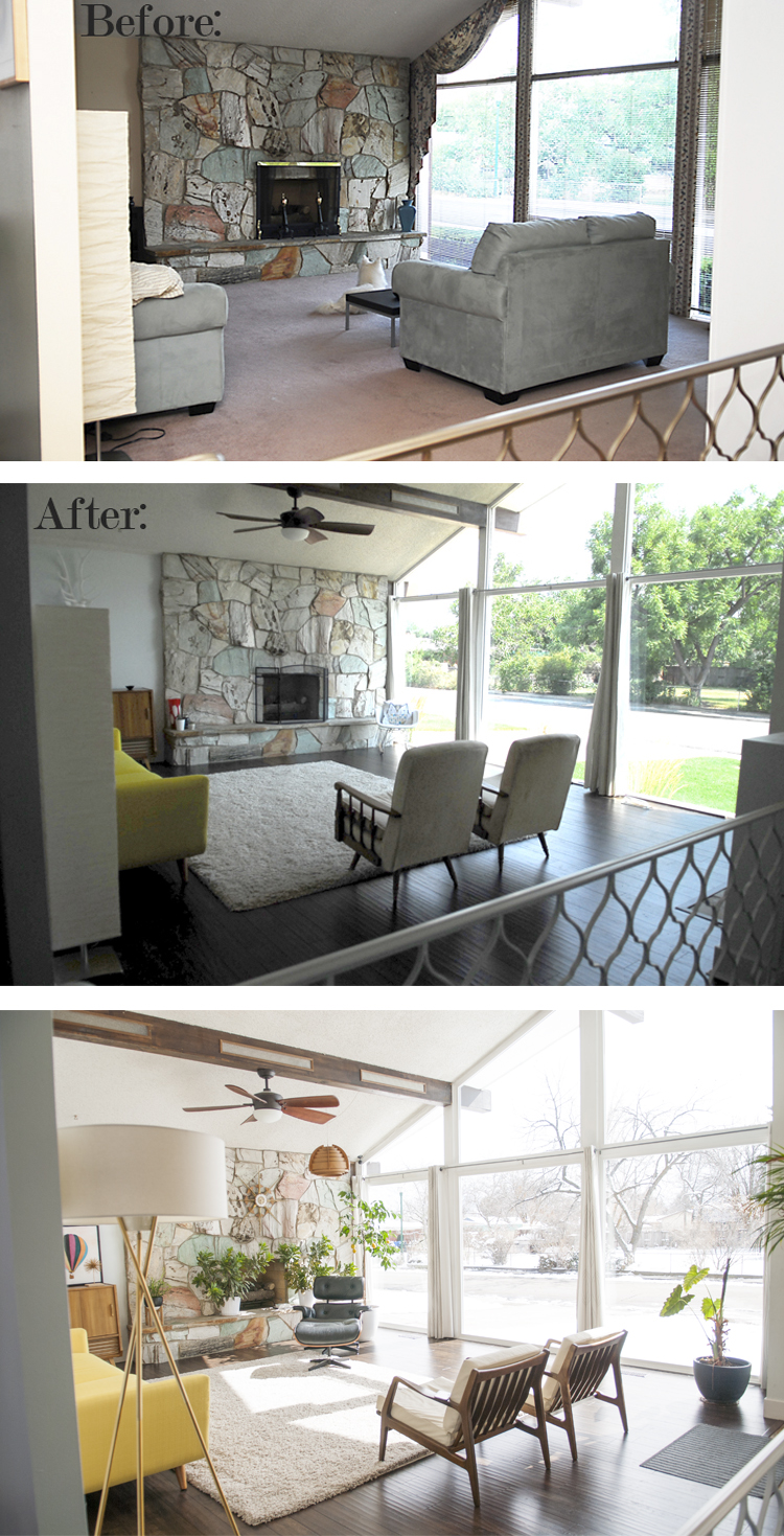 Mid century modern home renovation || A frame living room 