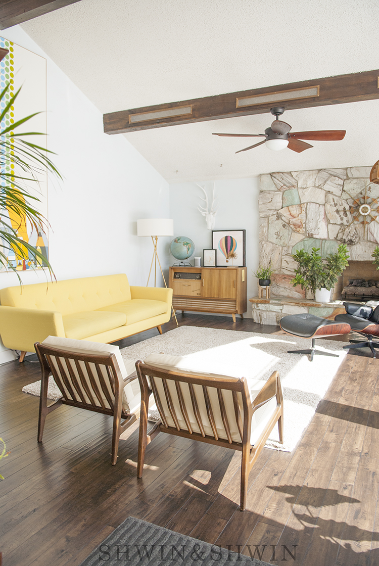 Mid century modern home renovation || A frame living room 