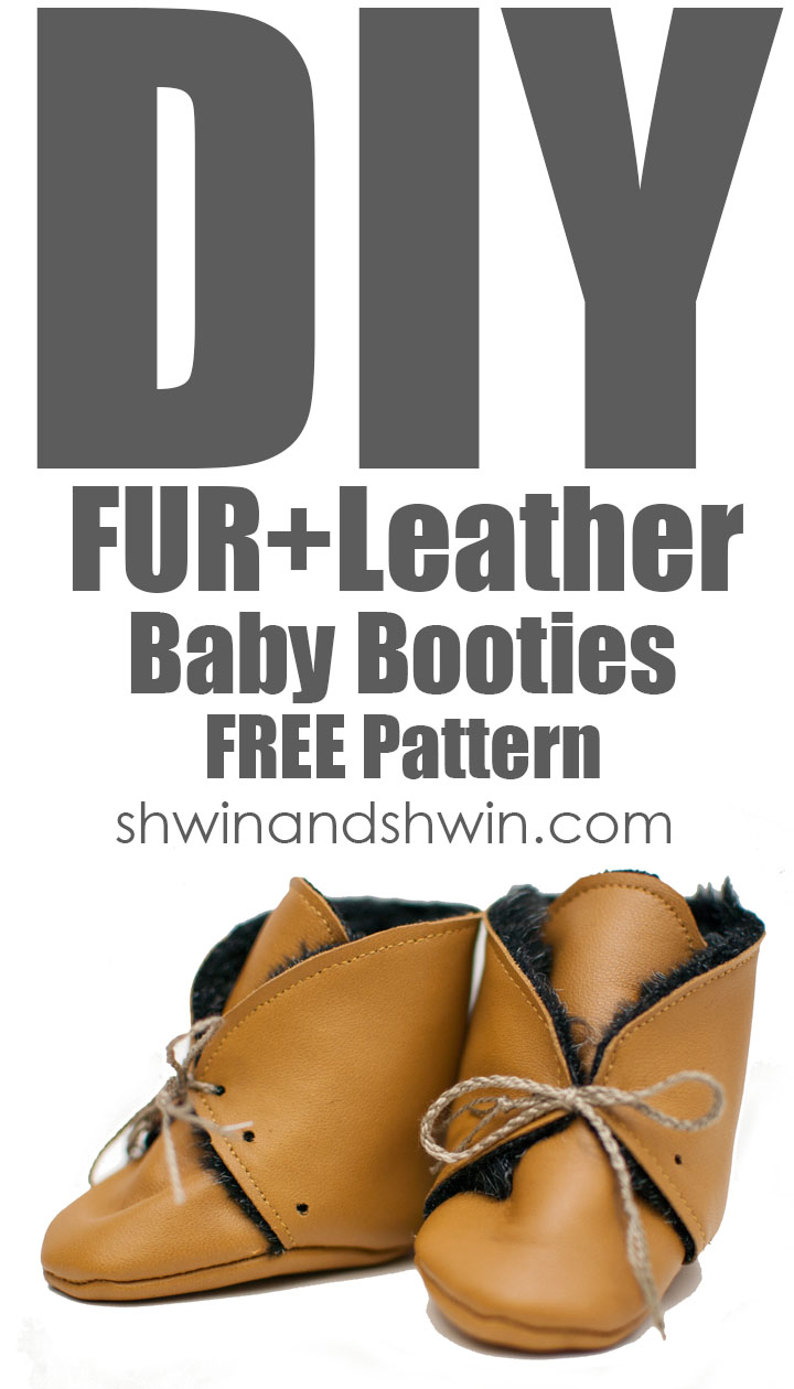 Fur+Leather Baby Booties || Free Pattern || Shwin&Shwin