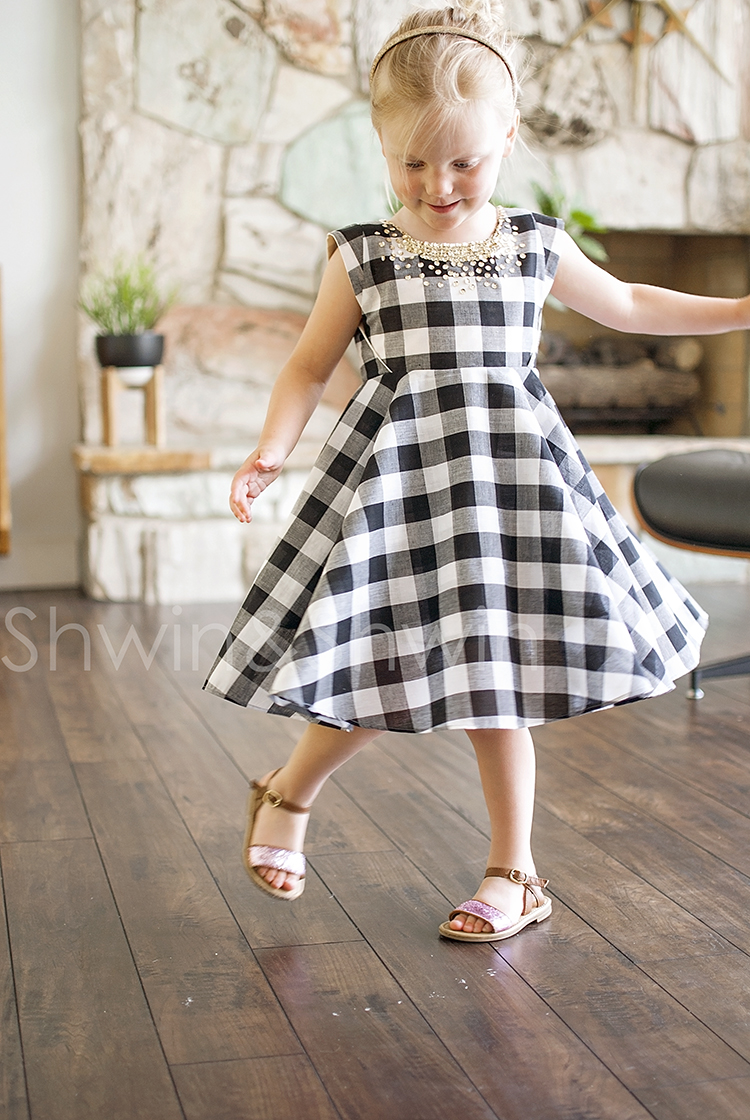 Gingham and Sequins || How to add sleeves to the Georgia Twirl Pattern by Shwin Designs. || Shwin&Shwin